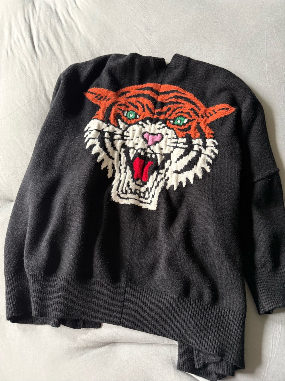 Dressed in LALA Black cardigan with Tiger oversized drapey - Picture 8 of 8
